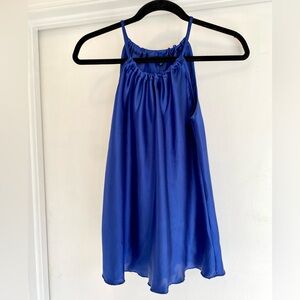 Tiana B Navy Blue Midnight Satin Sleeveless Halter Tank Top Size XS